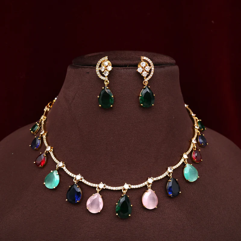 Lightweight AD Colour Drops Necklace Set